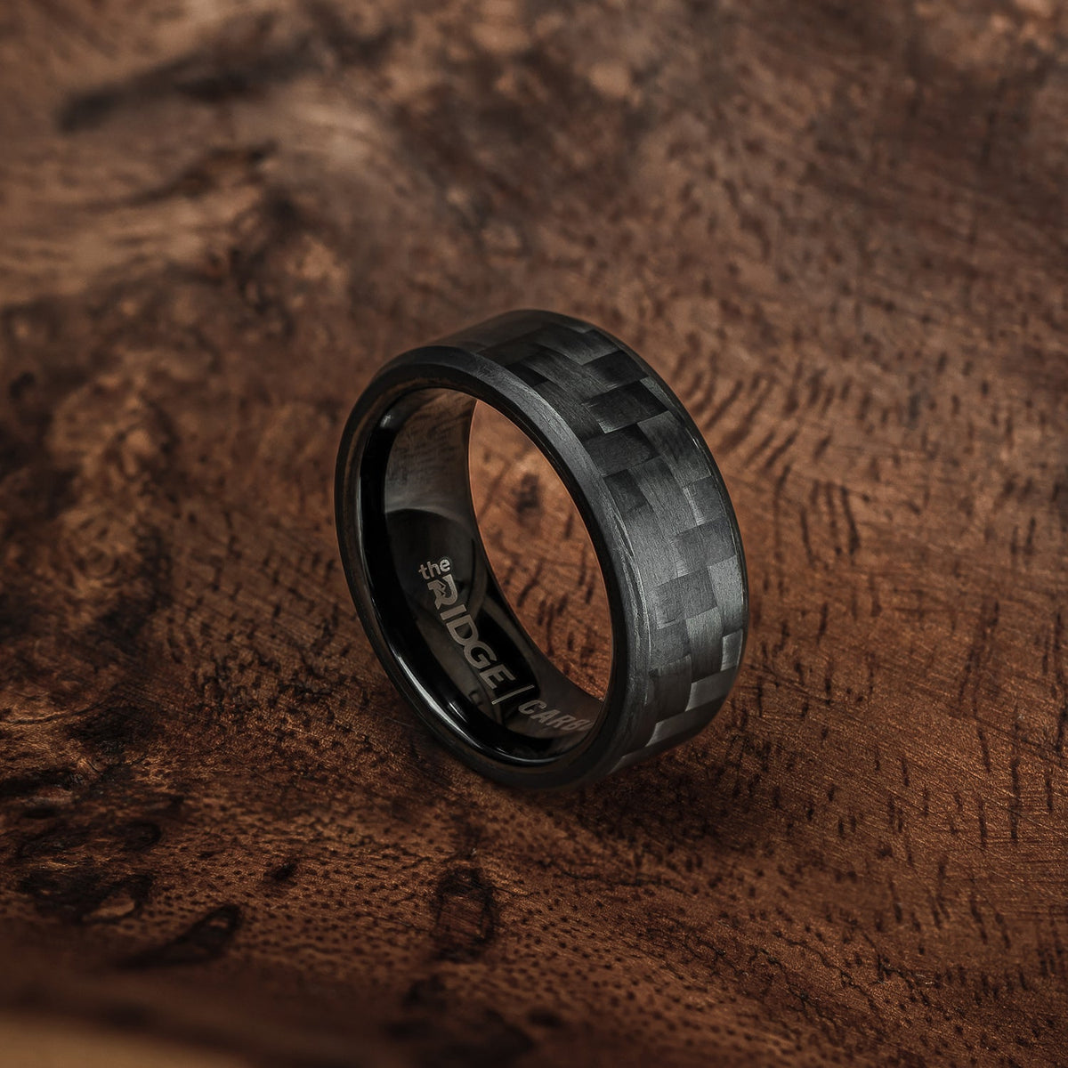 8mm Beveled Ring Set - Carbon Fiber 3K