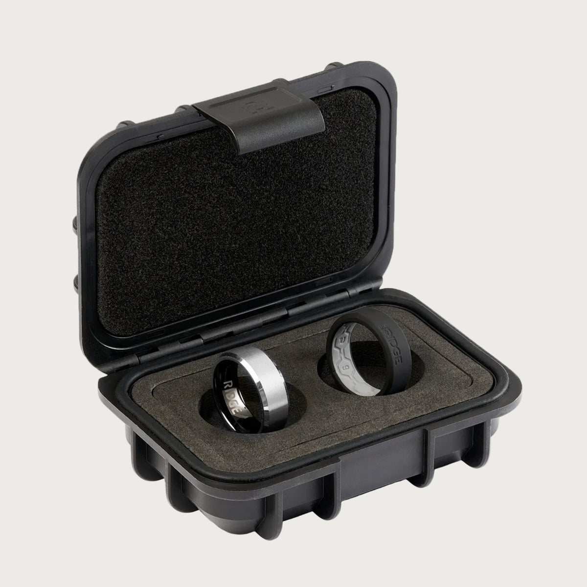 8mm Beveled Ring Set - Platinum