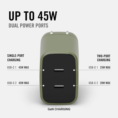 Wall Charger Set - 45W - Matte Olive