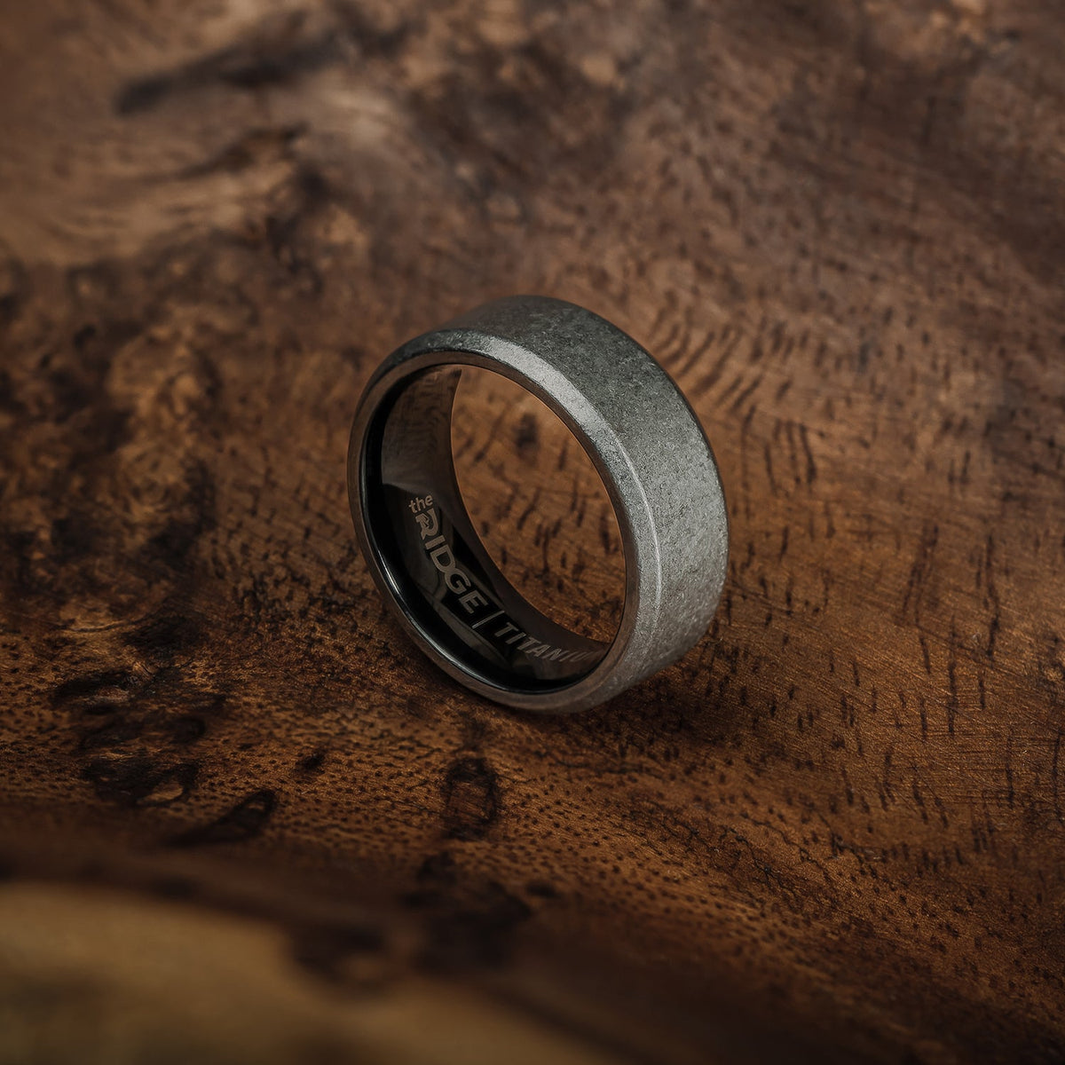 8mm Beveled Ring Set - Stonewashed Titanium