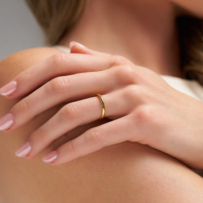 2mm Rounded Ring Set - 14K Yellow Gold