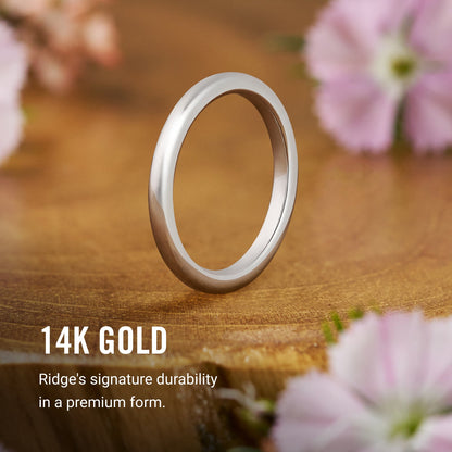 2mm Rounded Ring Set - 14K White Gold