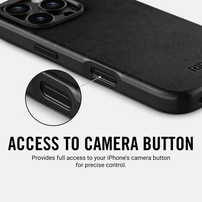 Ridge Phone Case - Midnight Black Leather - iPhone 16